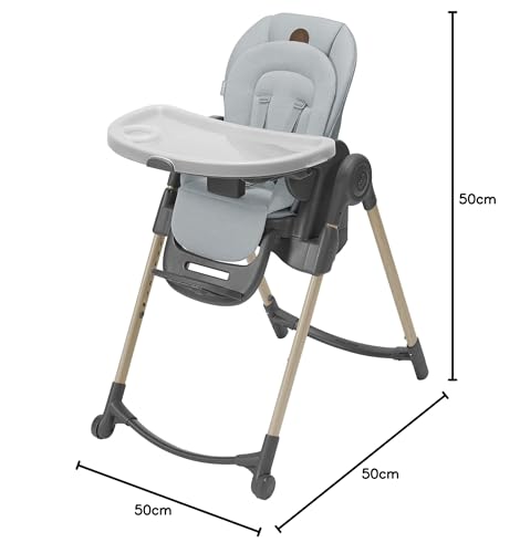 Maxi-Cosi Minla Trona Evolutiva 6 en 1, con 9 Alturas y 5 Reclinaciones, Plegado Compacto, de 0 a 14 Años, Eco Care, Beyond Grey