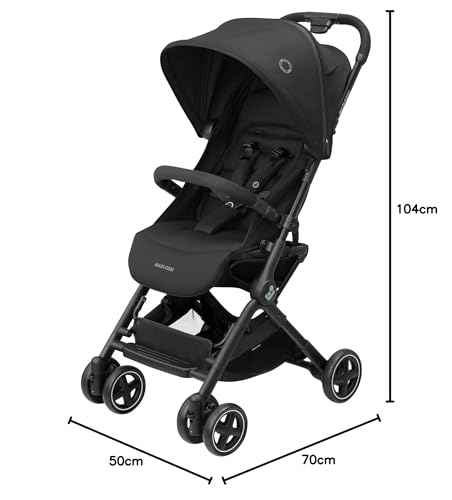 Maxi-Cosi Lara2 Silla de Paseo Ligera y Compacta, con Plegado Automático, Reclinación Total y Bandolera, de 0 a 4 Años (hasta 22 kg), Essential Black