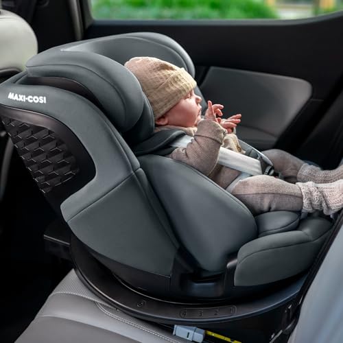 Maxi-Cosi Emerald 360 S i-Size Silla de Coche Giratoria 360º Multiedad, con 4 Reclinaciones y Protección G-CELL, de 0 a 12 Años, Tonal Graphite