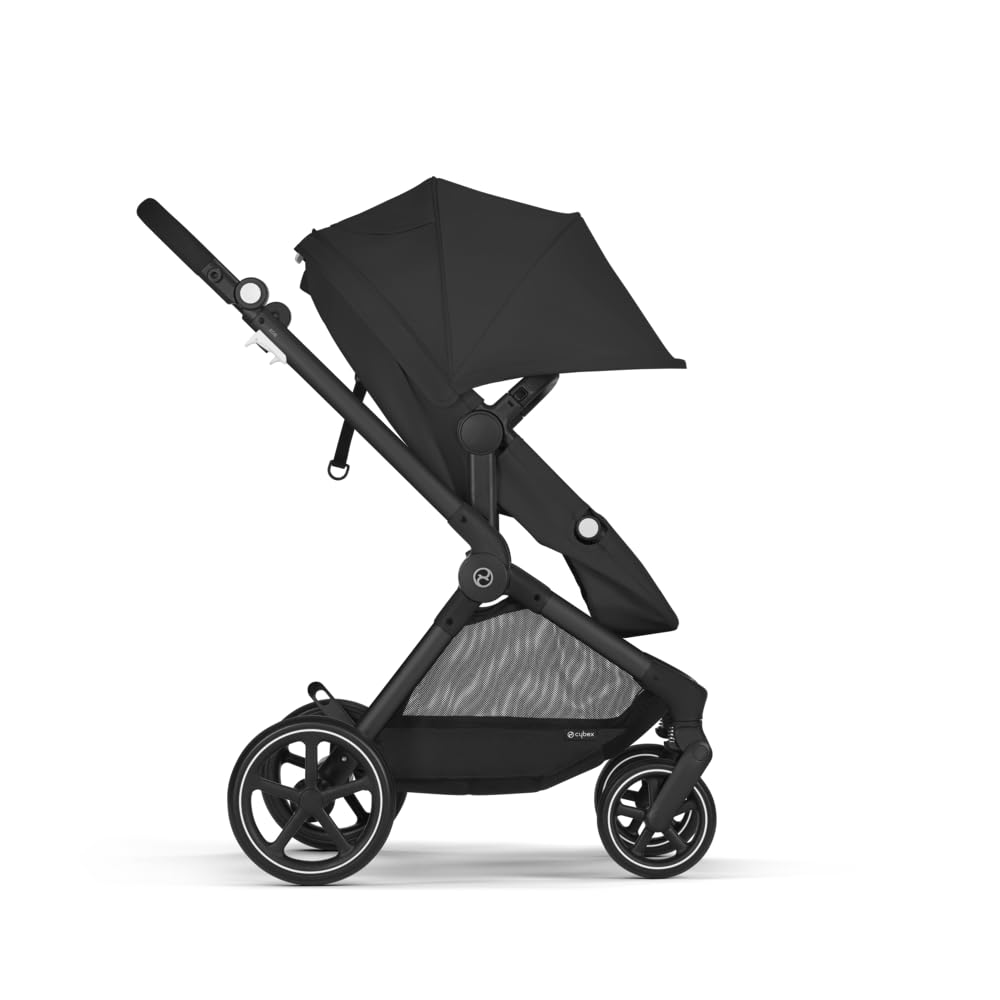 CYBEX Gold Sillita de paseo EOS 2-en-1, Sistema de viaje, Desde el nacimiento hasta 22 kg (aprox. 4 años), Negro (Moon Black)