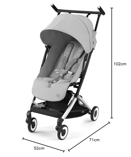 CYBEX Gold Sillita de paseo Libelle con sistema de arnés One-Pull, De 6 meses a 4 años aprox (máx. 22 kg), Ligero (sólo 6 kg), Fog Grey (Gris con marco plateado)