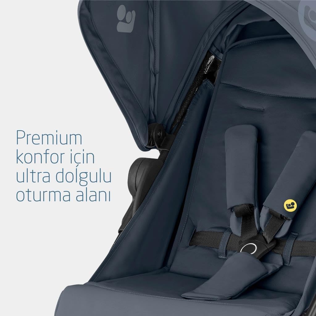 Maxi-Cosi Mara Silla de paseo ligera y compacta, reclinable hasta la posición de dormir, asiento espacioso y cómodo, plegable con una sola mano, cochecito de 0 meses a 22 kg, color Graphite