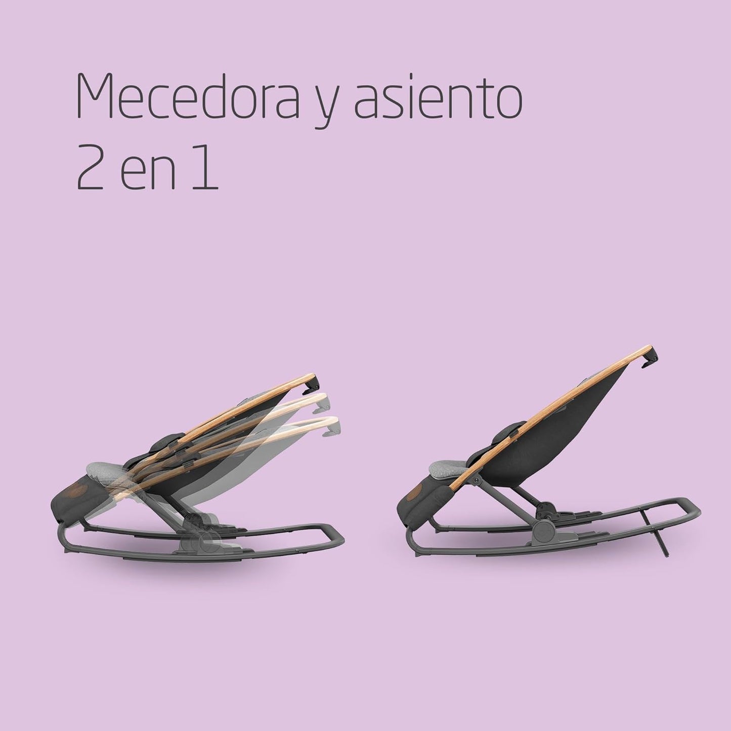Maxi-Cosi Kori Hamaca y Balancín Bebé 2 en 1, Ligera y Plegable, con 3 Reclinaciones, de 0 a 6 Meses (hasta 9 kg), Essential Graphite