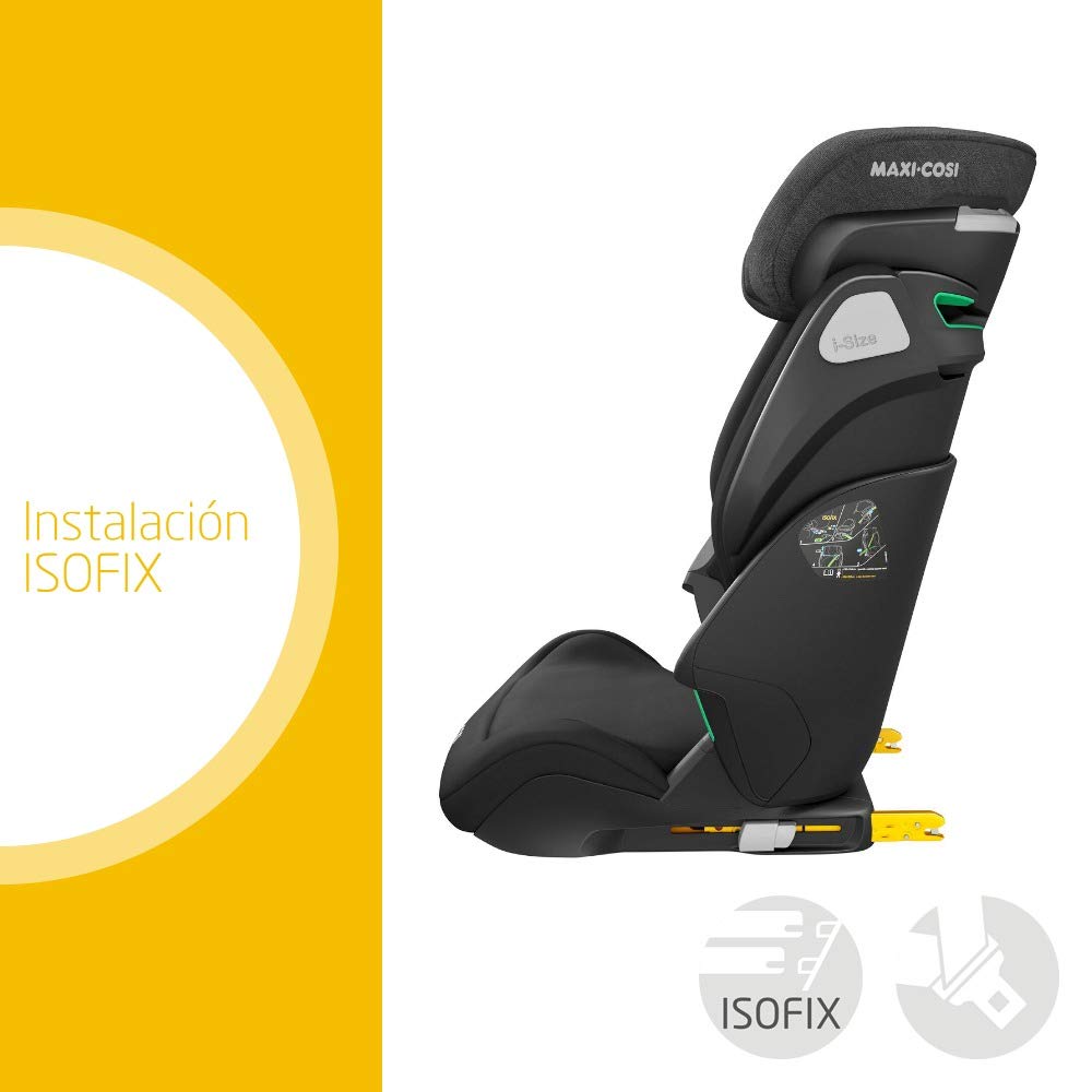 Maxi-Cosi Kore i-Size Silla de Coche ISOFIX, Ajustable en Altura y Ancho, con Protección Lateral Plus, de 3.5 a 12 Años (100-150 cm), Negro