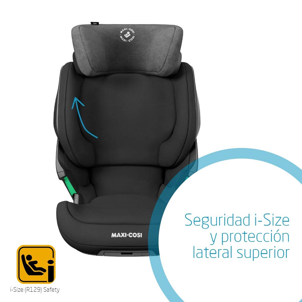 Maxi-Cosi Kore i-Size Silla de Coche ISOFIX, Ajustable en Altura y Ancho, con Protección Lateral Plus, de 3.5 a 12 Años (100-150 cm), Negro