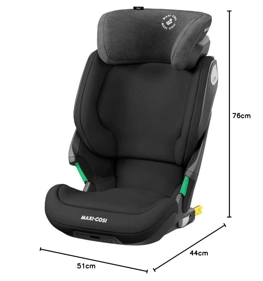 Maxi-Cosi Kore i-Size Silla de Coche ISOFIX, Ajustable en Altura y Ancho, con Protección Lateral Plus, de 3.5 a 12 Años (100-150 cm), Negro