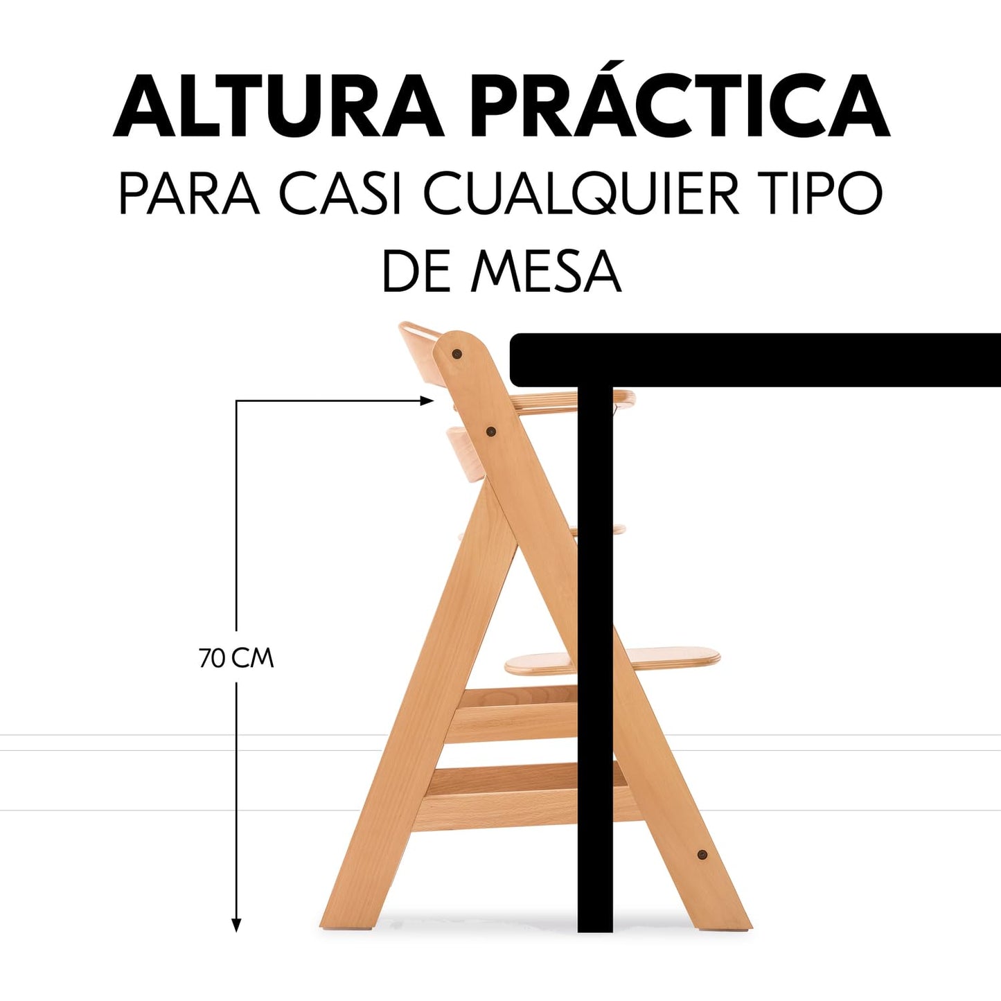 hauck Alpha Trona Evolutiva de Madera, con Hamaca Newborn, desde el Nacimiento, Altura Regulable, Natural