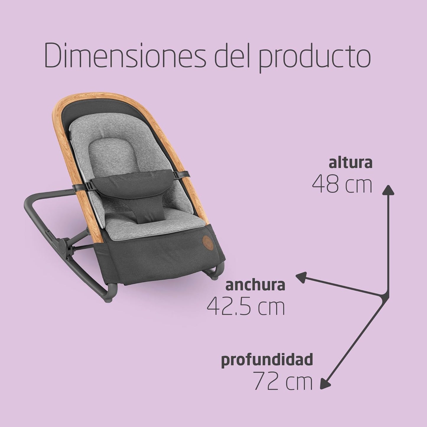 Maxi-Cosi Kori Hamaca y Balancín Bebé 2 en 1, Ligera y Plegable, con 3 Reclinaciones, de 0 a 6 Meses (hasta 9 kg), Essential Graphite