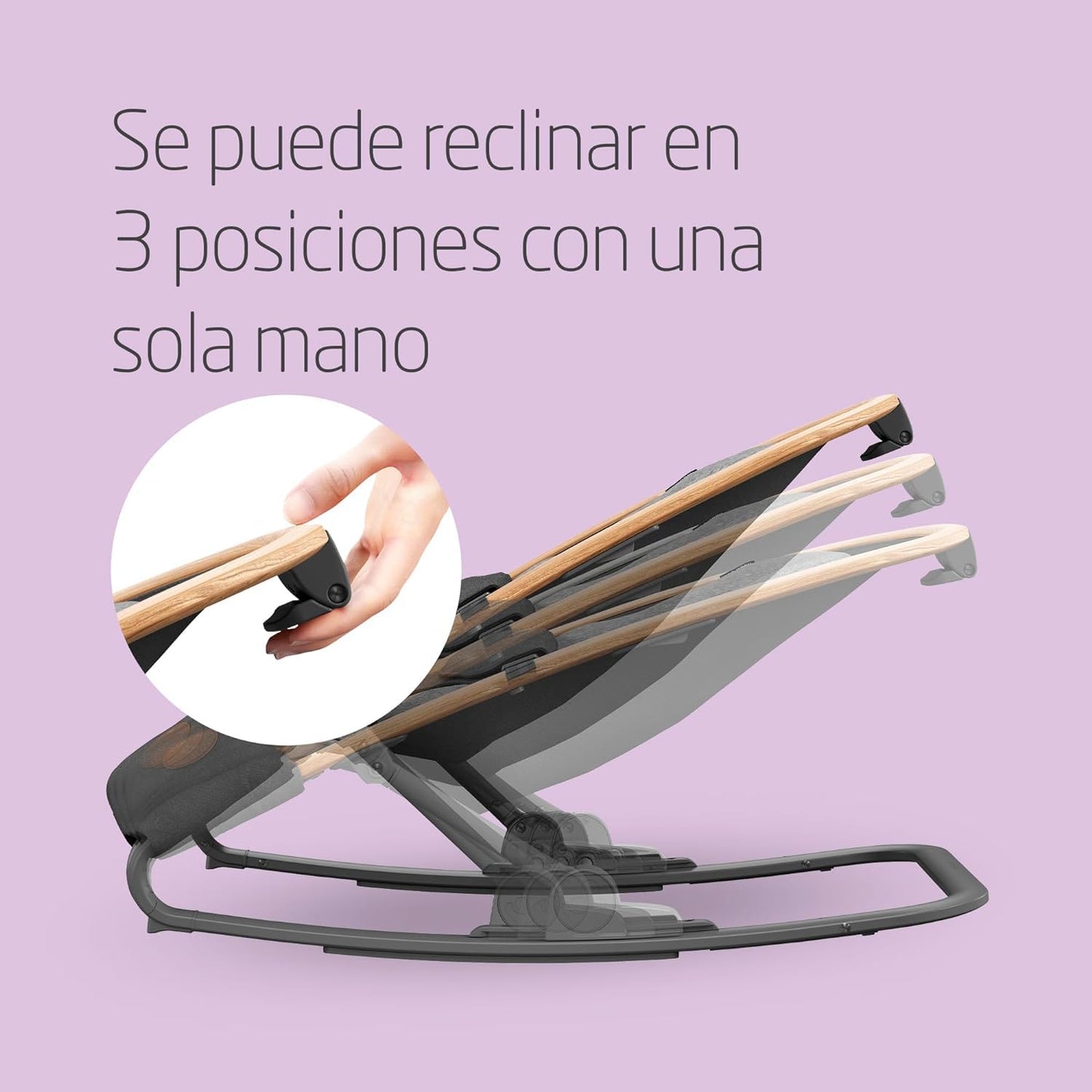 Maxi-Cosi Kori Hamaca y Balancín Bebé 2 en 1, Ligera y Plegable, con 3 Reclinaciones, de 0 a 6 Meses (hasta 9 kg), Essential Graphite