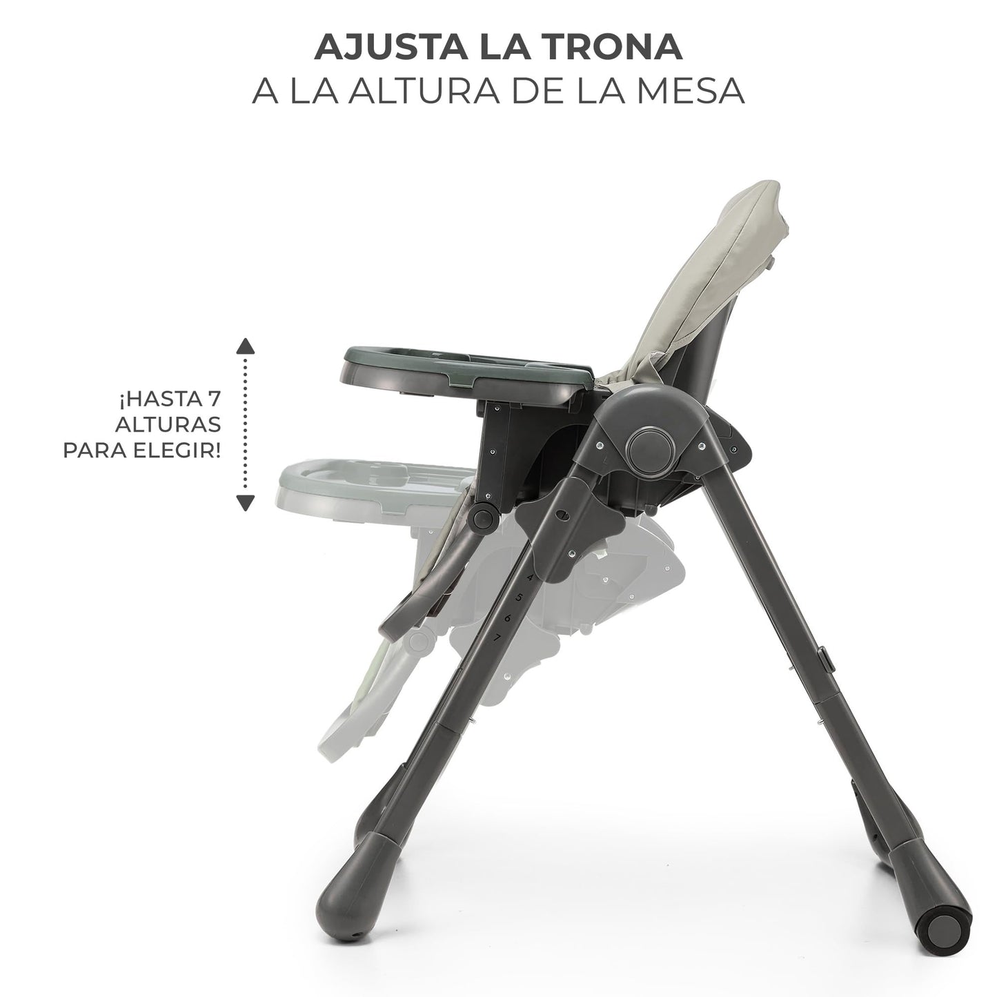 Kinderkraft TUMMIE Trona Bebé 2 en 1, Reclinable, con Juguetes y Reposapiés, Ajustable, Gris