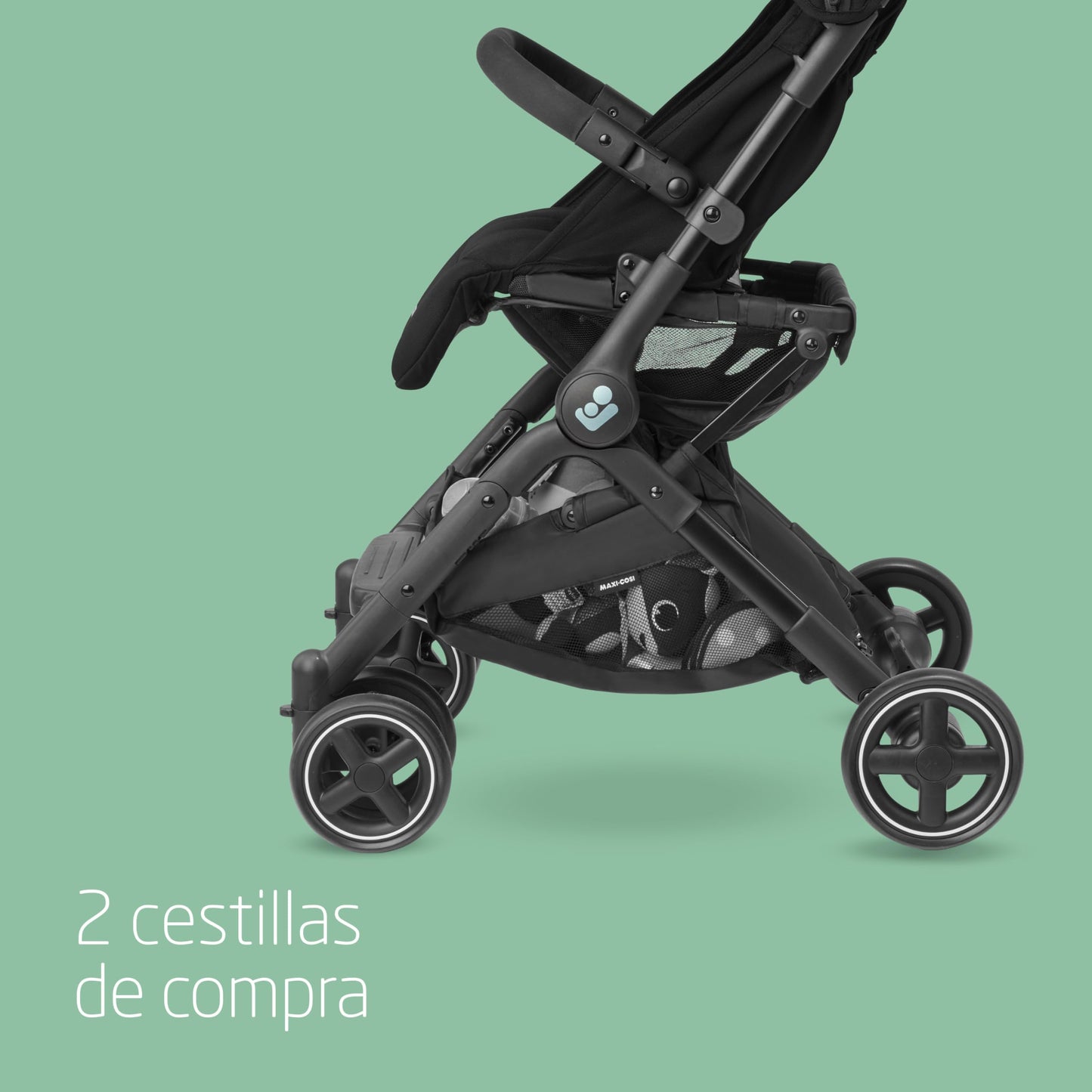 Maxi-Cosi Lara2 Silla de Paseo Ligera y Compacta, con Plegado Automático, Reclinación Total y Bandolera, de 0 a 4 Años (hasta 22 kg), Essential Black