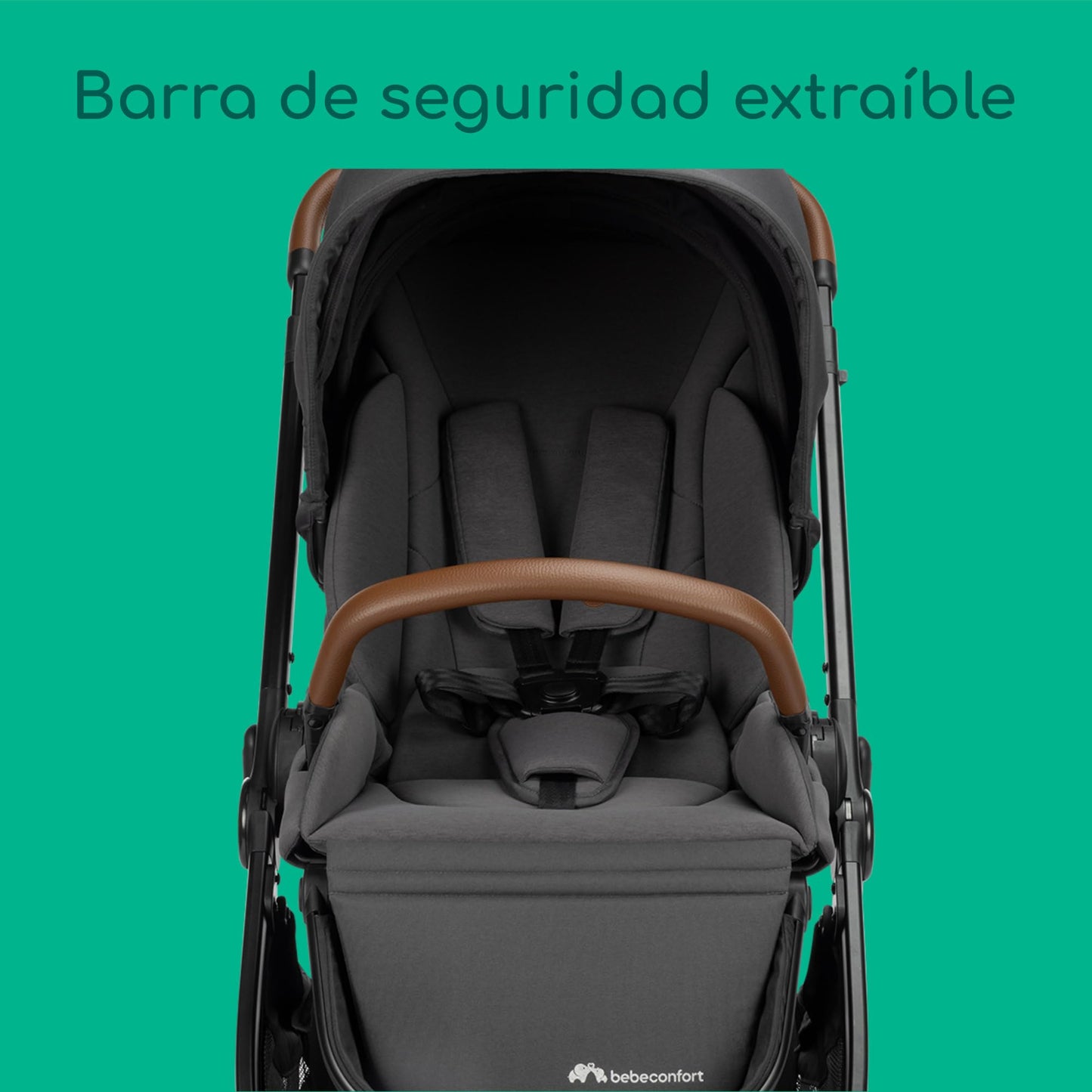 Bebeconfort Luvia Trio Carrito 3 en 1, con Cochecito, Silla de Coche y Capazo, con Cierre Inteligente, Manillar Ajustable, Absorción de Impactos, Mineral Graphite