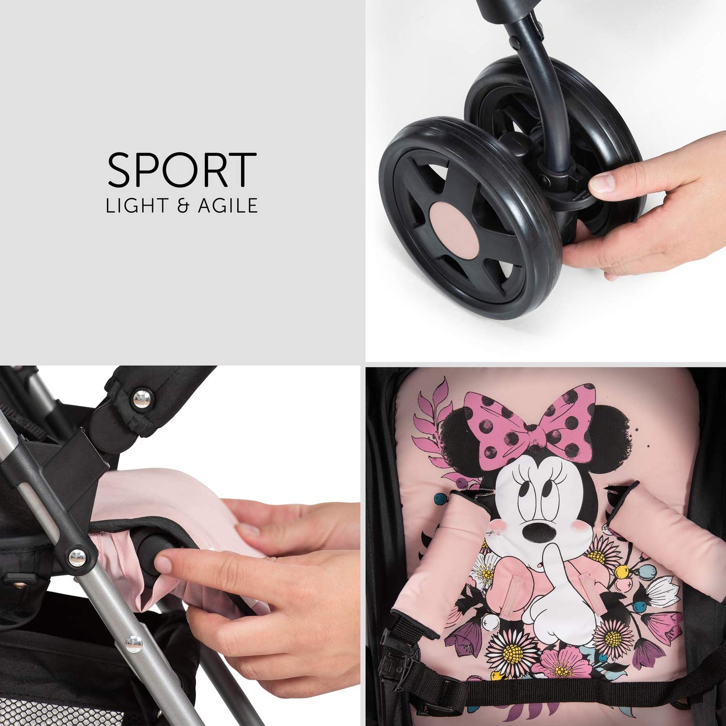 hauck Sport Silla de Paseo Ligera Disney Minnie Mouse, Reclinable desde Nacimiento (hasta 15 kg), Plegable, Rosa