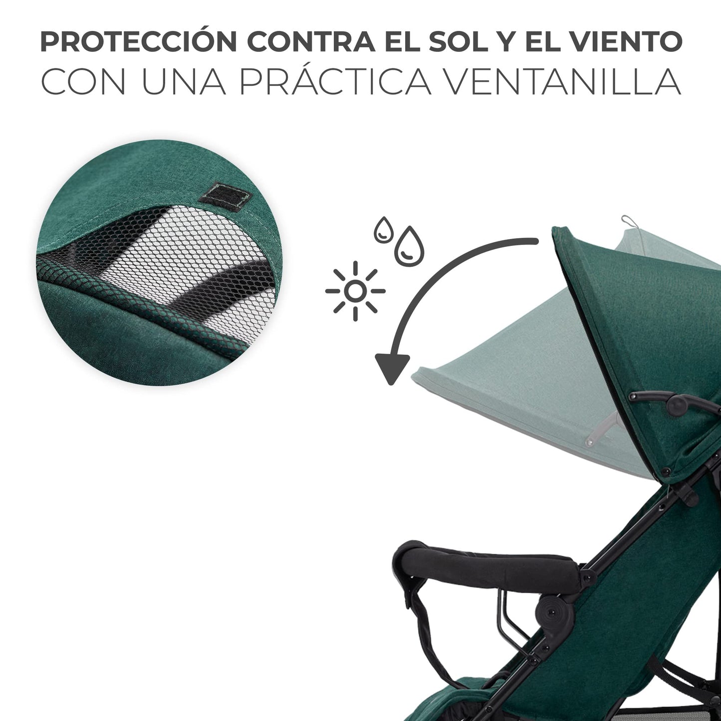 Kinderkraft TIK Silla de Paseo Ligera, Plegable (6,5 kg), con Reclinación Total y Tejido Impermeable, Verde