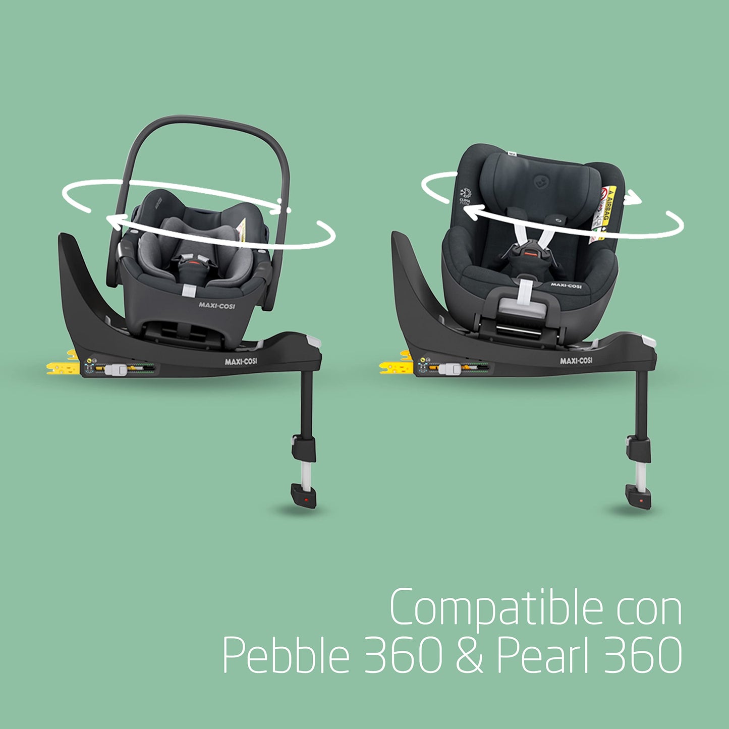 Maxi-Cosi FamilyFix 360 i-Size Base ISOFIX Giratoria 360, con Giro FlexiSpin, de 0 a 4 Años (40-105 cm), Negra