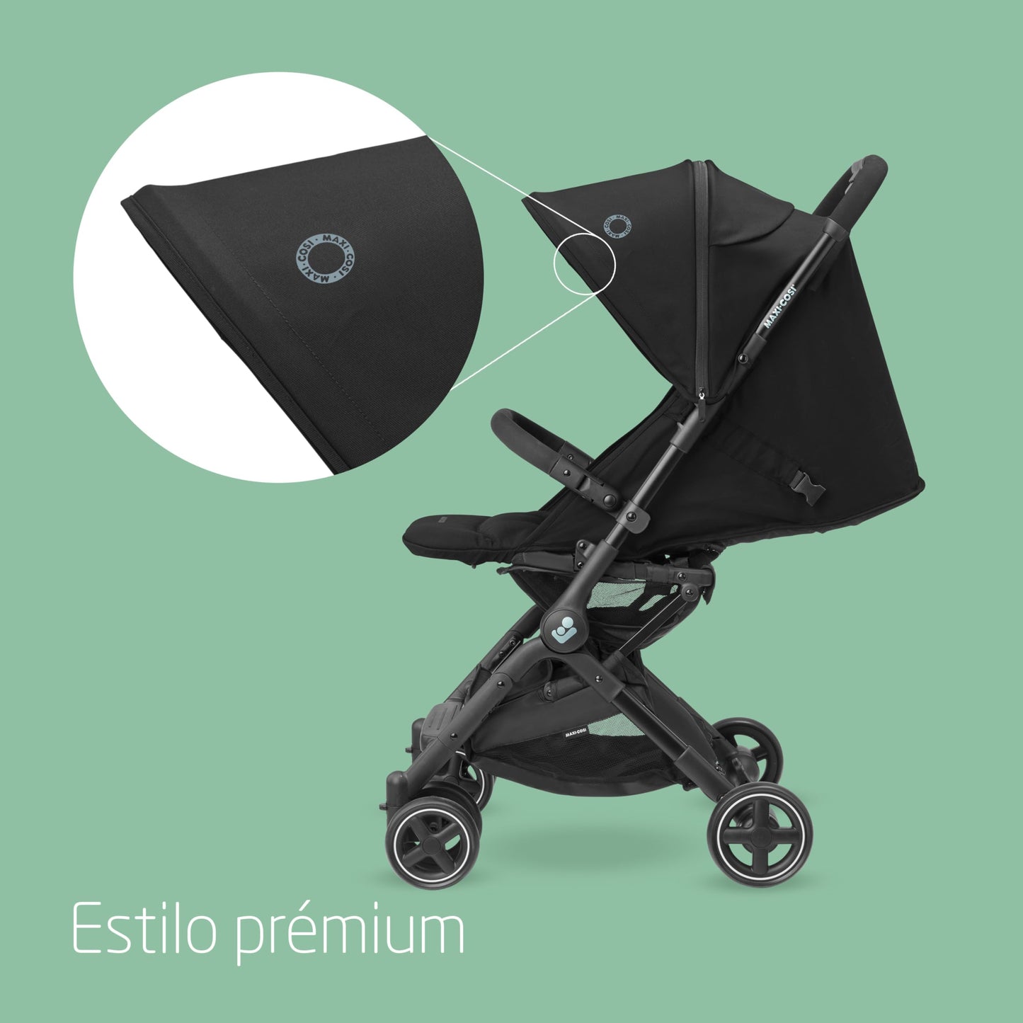 Maxi-Cosi Lara2 Silla de Paseo Ligera y Compacta, con Plegado Automático, Reclinación Total y Bandolera, de 0 a 4 Años (hasta 22 kg), Essential Black
