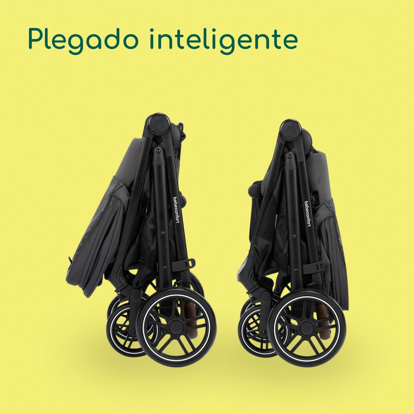 Bebeconfort Luvia Trio Carrito 3 en 1, con Cochecito, Silla de Coche y Capazo, con Cierre Inteligente, Manillar Ajustable, Absorción de Impactos, Mineral Graphite