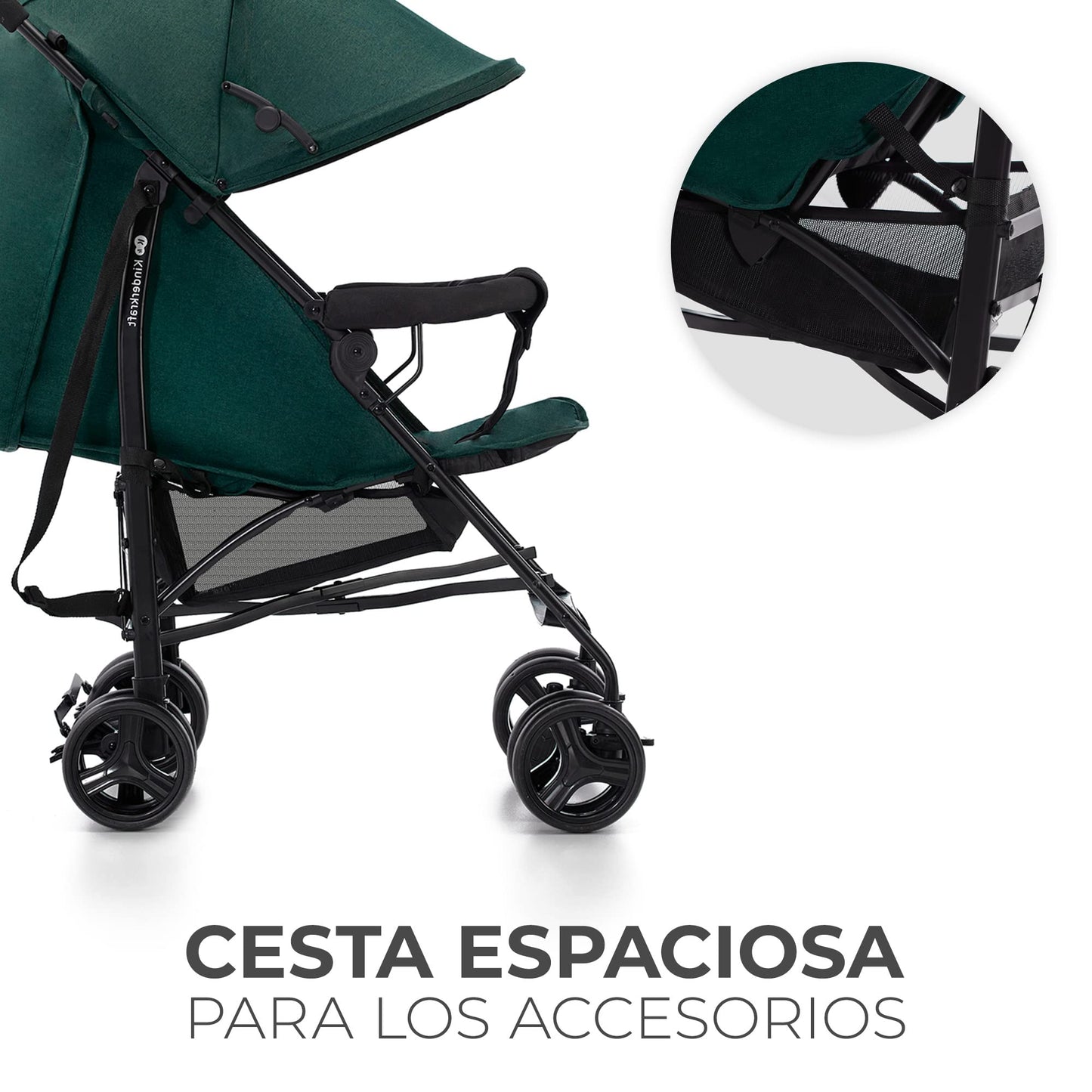 Kinderkraft TIK Silla de Paseo Ligera, Plegable (6,5 kg), con Reclinación Total y Tejido Impermeable, Verde