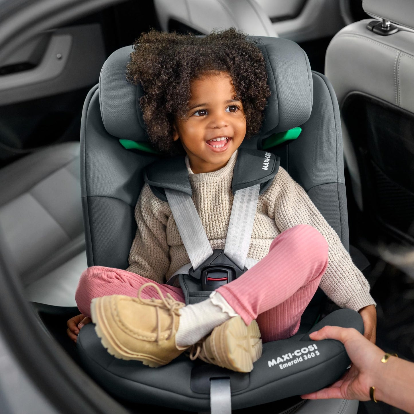 Maxi-Cosi Emerald 360 S i-Size Silla de Coche Giratoria 360º Multiedad, con 4 Reclinaciones y Protección G-CELL, de 0 a 12 Años, Tonal Graphite