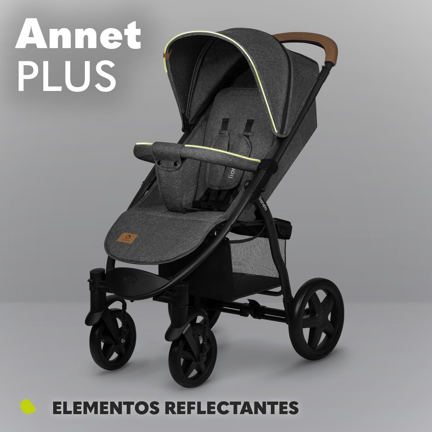LIONELO Annet Silla de Paseo con Reclinación Total, Capota XXL y Mosquitera, Plegable, de 0-48 Meses (hasta 22 kg), Stone Caramel