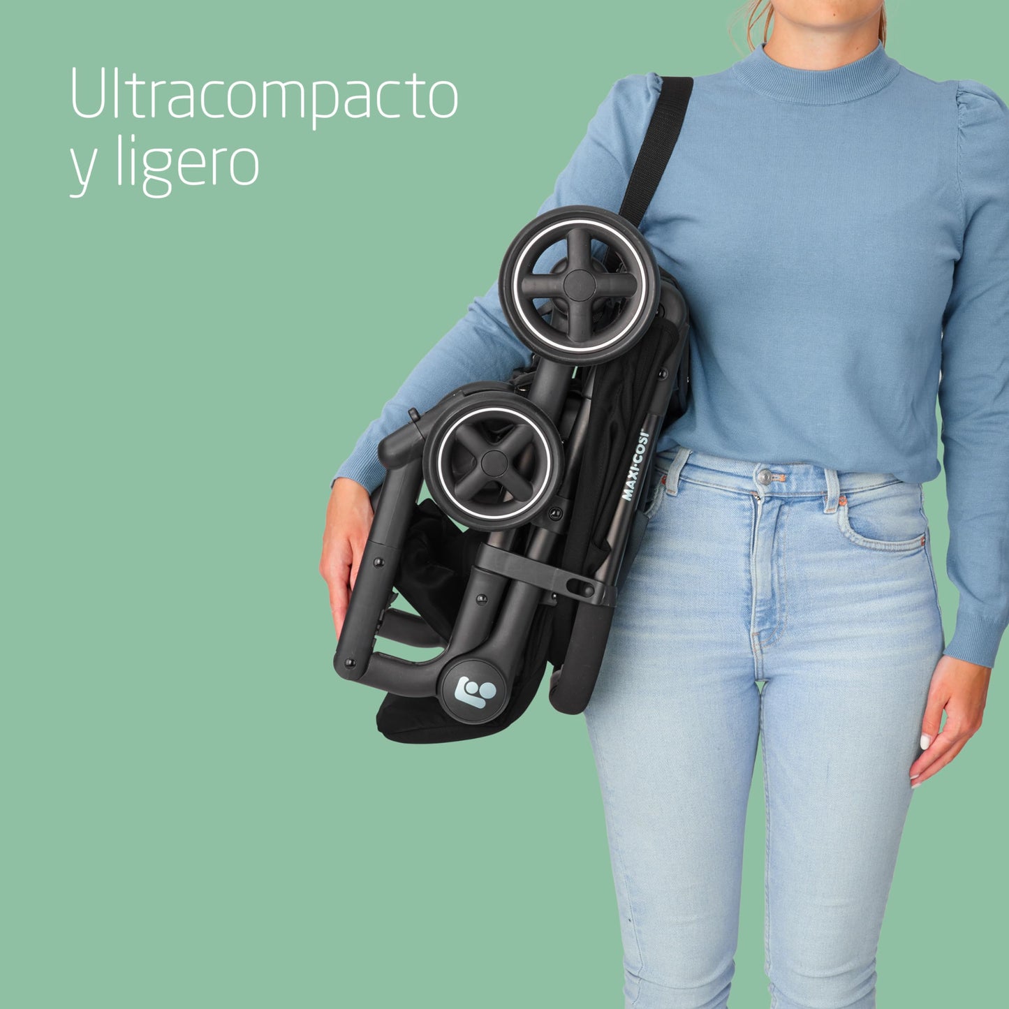 Maxi-Cosi Lara2 Silla de Paseo Ligera y Compacta, con Plegado Automático, Reclinación Total y Bandolera, de 0 a 4 Años (hasta 22 kg), Essential Black