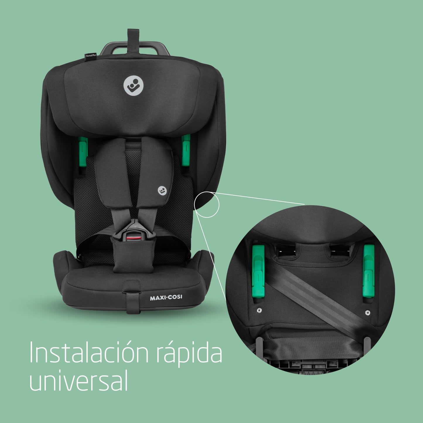 Maxi-Cosi Nomad Plus Silla de Coche de Viaje Plegable, Ligera y Ultracompacta, con Bolsa de Viaje y Protección Lateral, de 15 Meses a 4 Años, Negro
