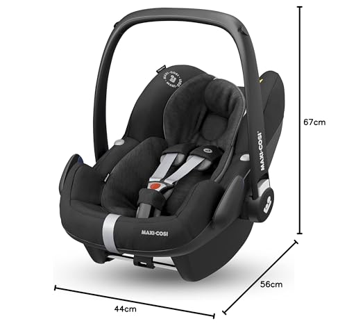Maxi-Cosi Pebble Pro i-Size Silla de Coche para Bebé Grupo 0+, con Cojín Reductor para Recién Nacidos, de 0-12 Meses (45-75 cm), Essential Black