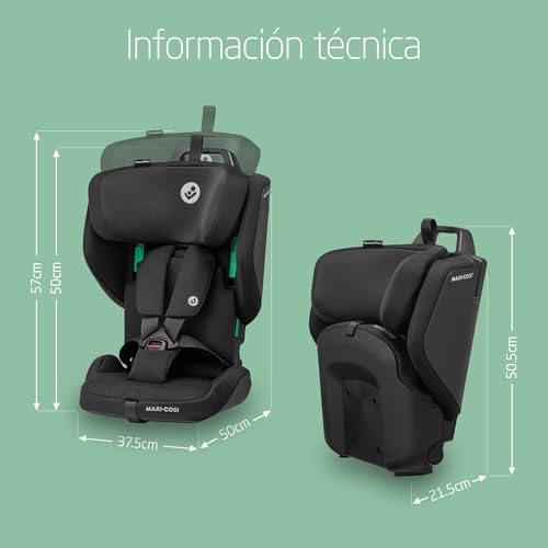 Maxi-Cosi Nomad Plus Silla de Coche de Viaje Plegable, Ligera y Ultracompacta, con Bolsa de Viaje y Protección Lateral, de 15 Meses a 4 Años, Negro