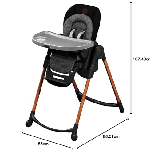 Maxi-Cosi Minla Trona Evolutiva 6 en 1, con 9 Alturas y 5 Reclinaciones, Plegado Compacto, de 0 a 14 Años, Essential Graphite