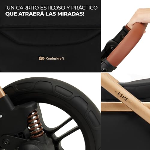 Kinderkraft ESME Sistema de Viaje 3 en 1, Plegable, con Silla de Coche **Mink PRO i-Size, para Recién Nacido hasta 4 Años, Negro