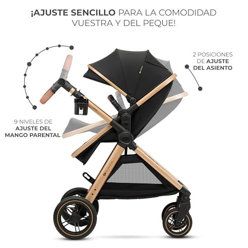 Kinderkraft ESME Sistema de Viaje 3 en 1, Plegable, con Silla de Coche **Mink PRO i-Size, para Recién Nacido hasta 4 Años, Negro