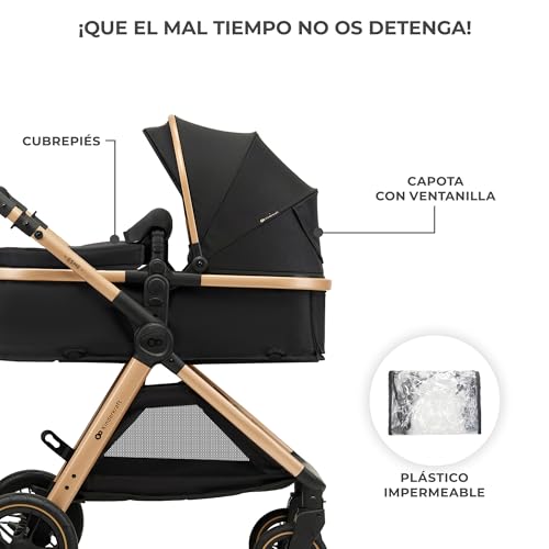 Kinderkraft ESME Sistema de Viaje 3 en 1, Plegable, con Silla de Coche **Mink PRO i-Size, para Recién Nacido hasta 4 Años, Negro