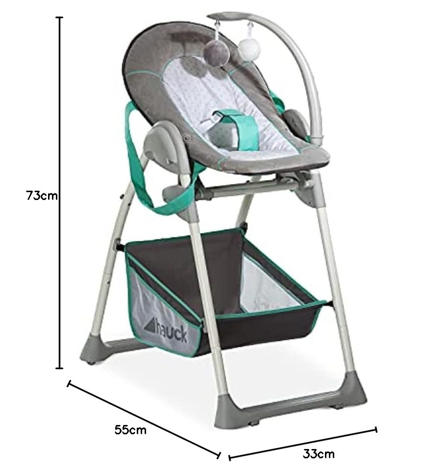hauck Sit N Relax Trona Evolutiva con Hamaca para Bebé, desde 0 Meses, Plegable, Altura Regulable, Hearts/Grey