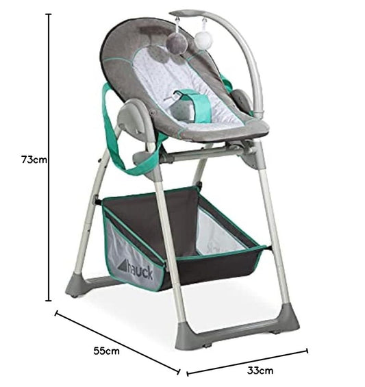 hauck Sit N Relax Trona Evolutiva con Hamaca para Bebé, desde 0 Meses, Plegable, Altura Regulable, Hearts/Grey