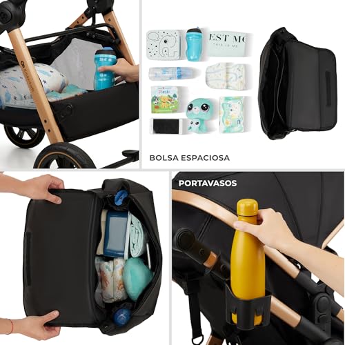 Kinderkraft ESME Sistema de Viaje 3 en 1, Plegable, con Silla de Coche **Mink PRO i-Size, para Recién Nacido hasta 4 Años, Negro