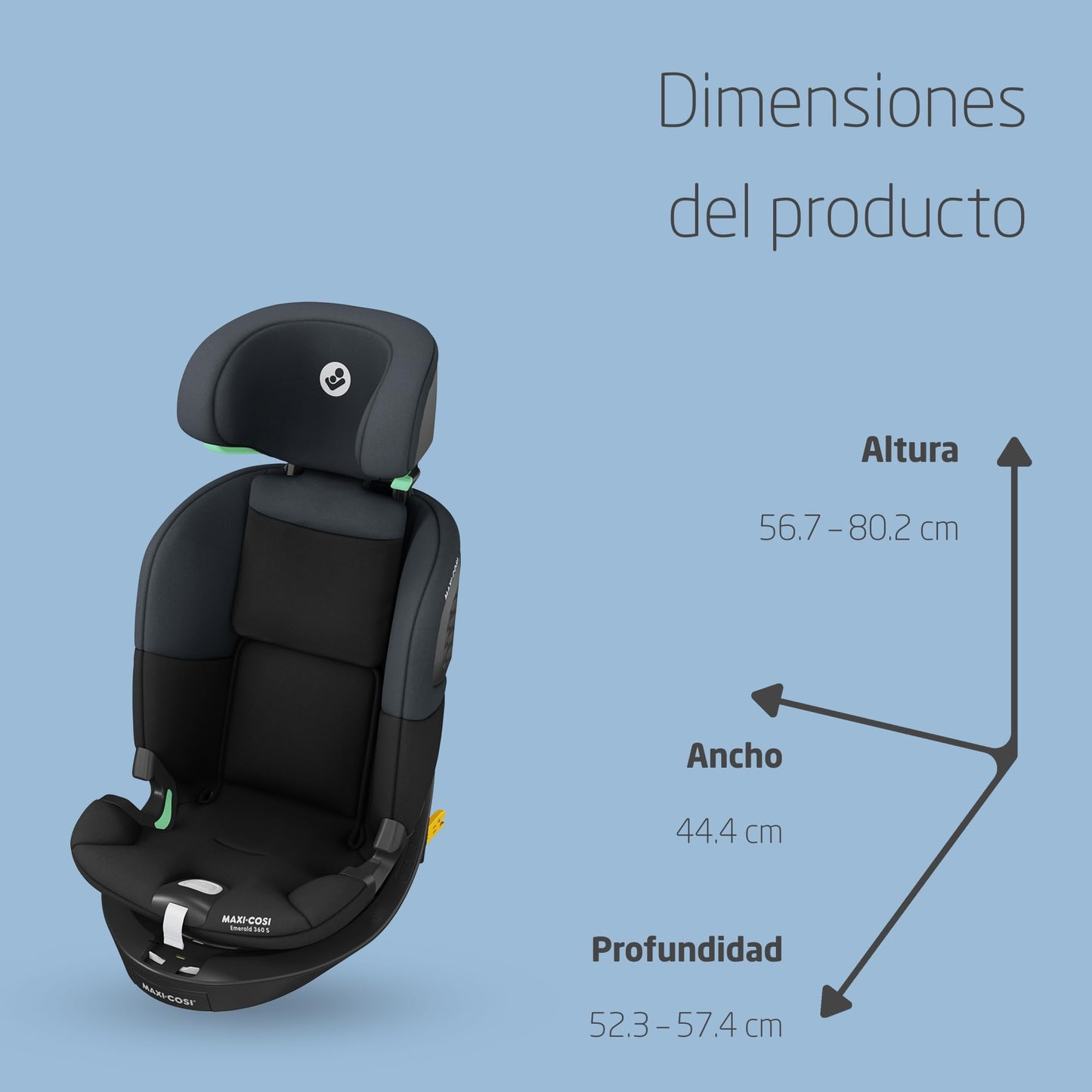 Maxi-Cosi Titan S i-Size Silla de Coche Evolutiva con ISOFIX, 5 Reclinaciones y Protección G-CELL, de 15 Meses a 12 Años (76-150 cm), Tonal Black