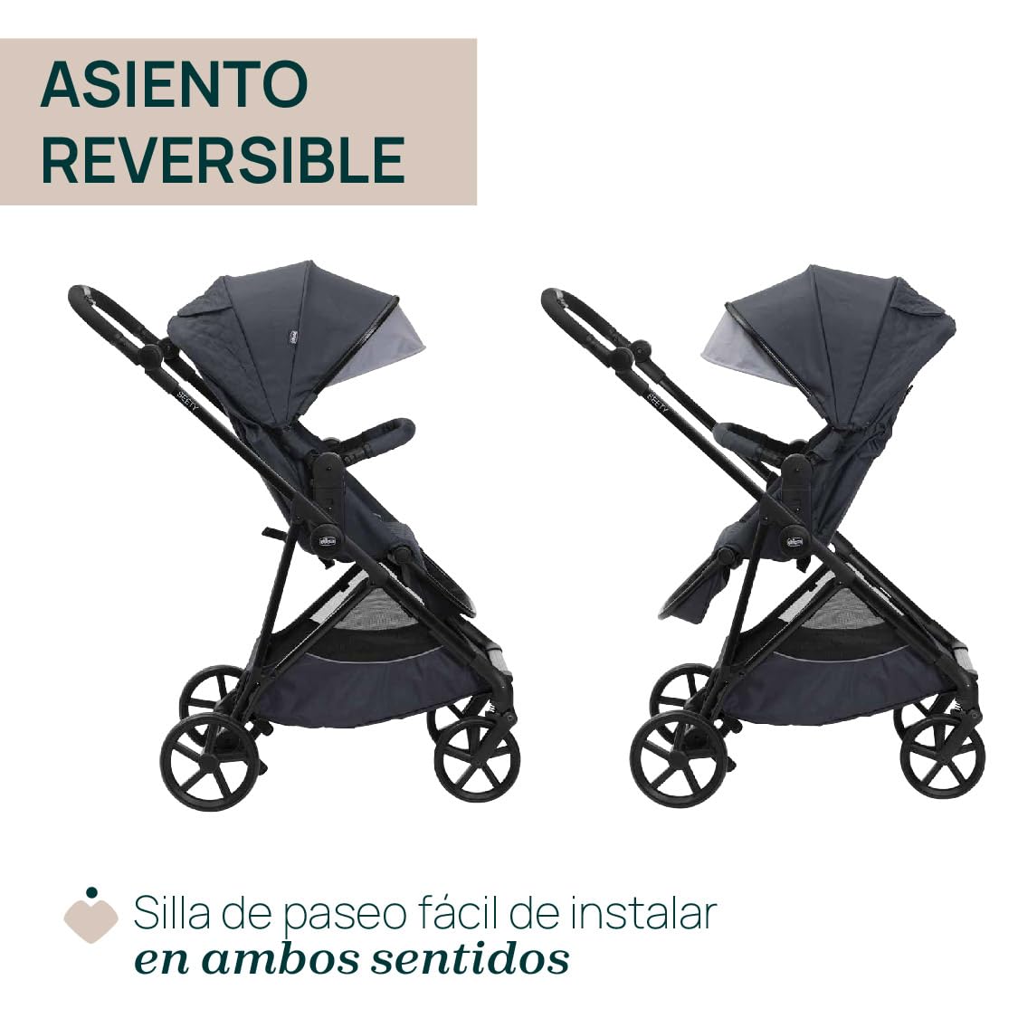 Chicco Trio Seety Sistema Modular 3 Piezas, con Cochecito, Capazo y Silla de Coche Kory i-Size, Ultraligero y Compacto, de 0 a 4 Años