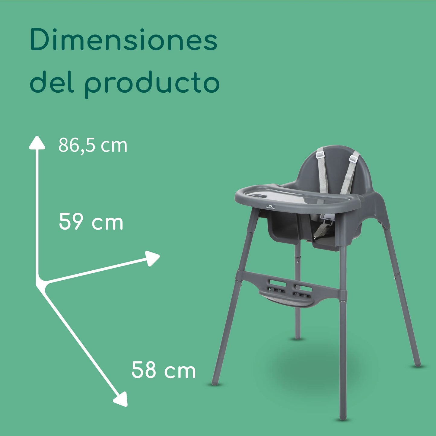 Bebeconfort Meely Trona 2 en 1 Convertible en Silla, Ligera (3,3 kg), con Arnés de 5 Puntos, Dark Grey