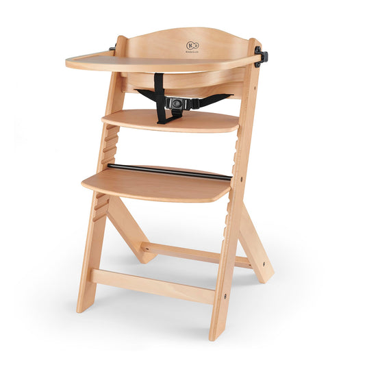 Kinderkraft ENOCK Trona Bebé Evolutiva de Madera, Portátil, Ergonómica, con Barrera y Bandeja