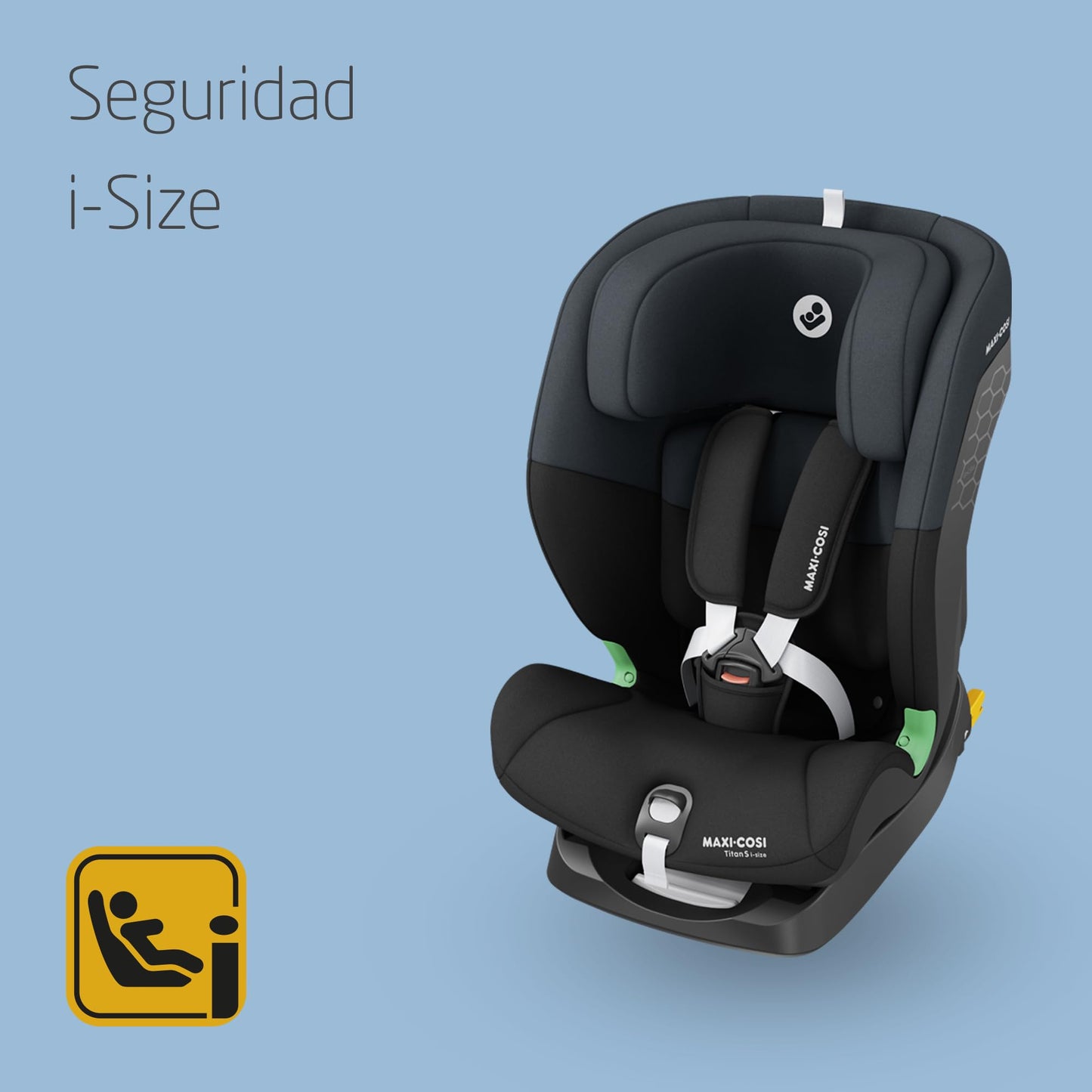 Maxi-Cosi Titan S i-Size Silla de Coche Evolutiva con ISOFIX, 5 Reclinaciones y Protección G-CELL, de 15 Meses a 12 Años (76-150 cm), Tonal Black