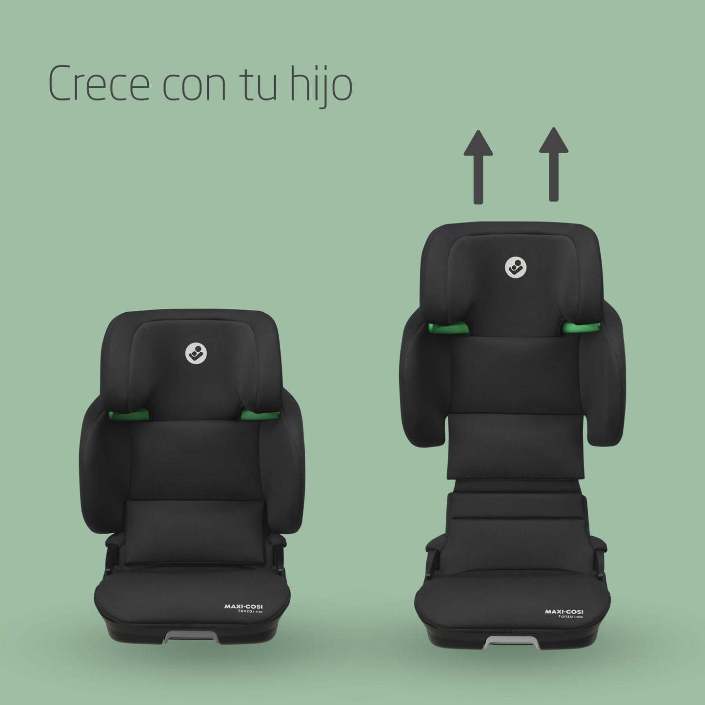 Maxi-Cosi Tanza i-Size Silla de Coche Plegable y Portátil, con ISOFIX, Protección G-CELL y 10 Posiciones de Reposacabezas, de 3.5 a 12 Años, Full Black