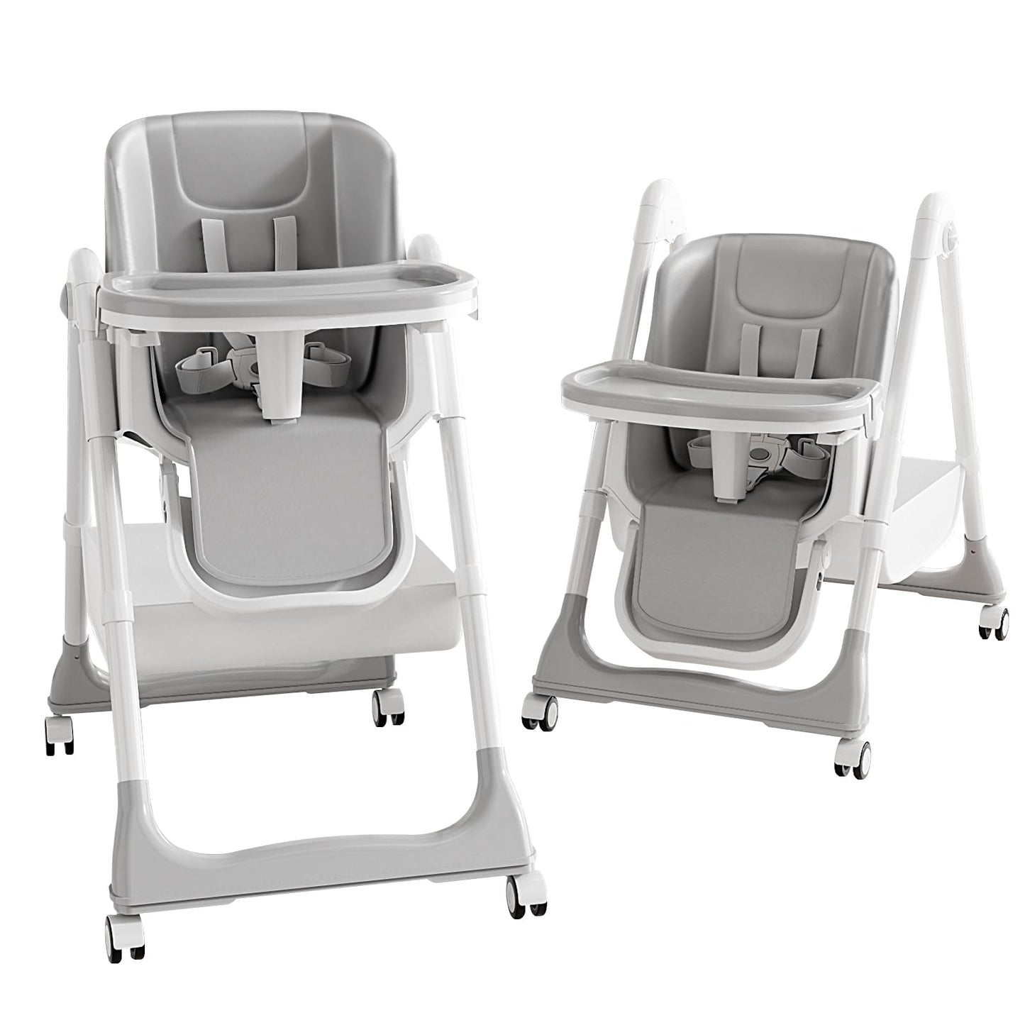 ONNWIN Trona Bebé Evolutiva Reclinable y Plegable, con Bandeja y Ruedas, de 6 Meses a 6 Años