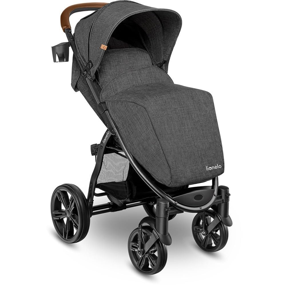 LIONELO Annet Silla de Paseo con Reclinación Total, Capota XXL y Mosquitera, Plegable, de 0-48 Meses (hasta 22 kg), Stone Caramel