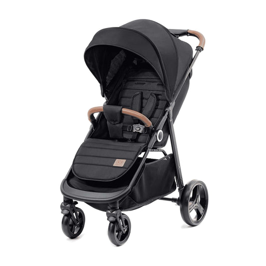 Kinderkraft GRANDE PLUS Silla de Paseo Ligera, Plegado con 1 Mano, Reclinación Total y Suspensión en Ruedas, desde Nacimiento hasta 22 kg, Negro