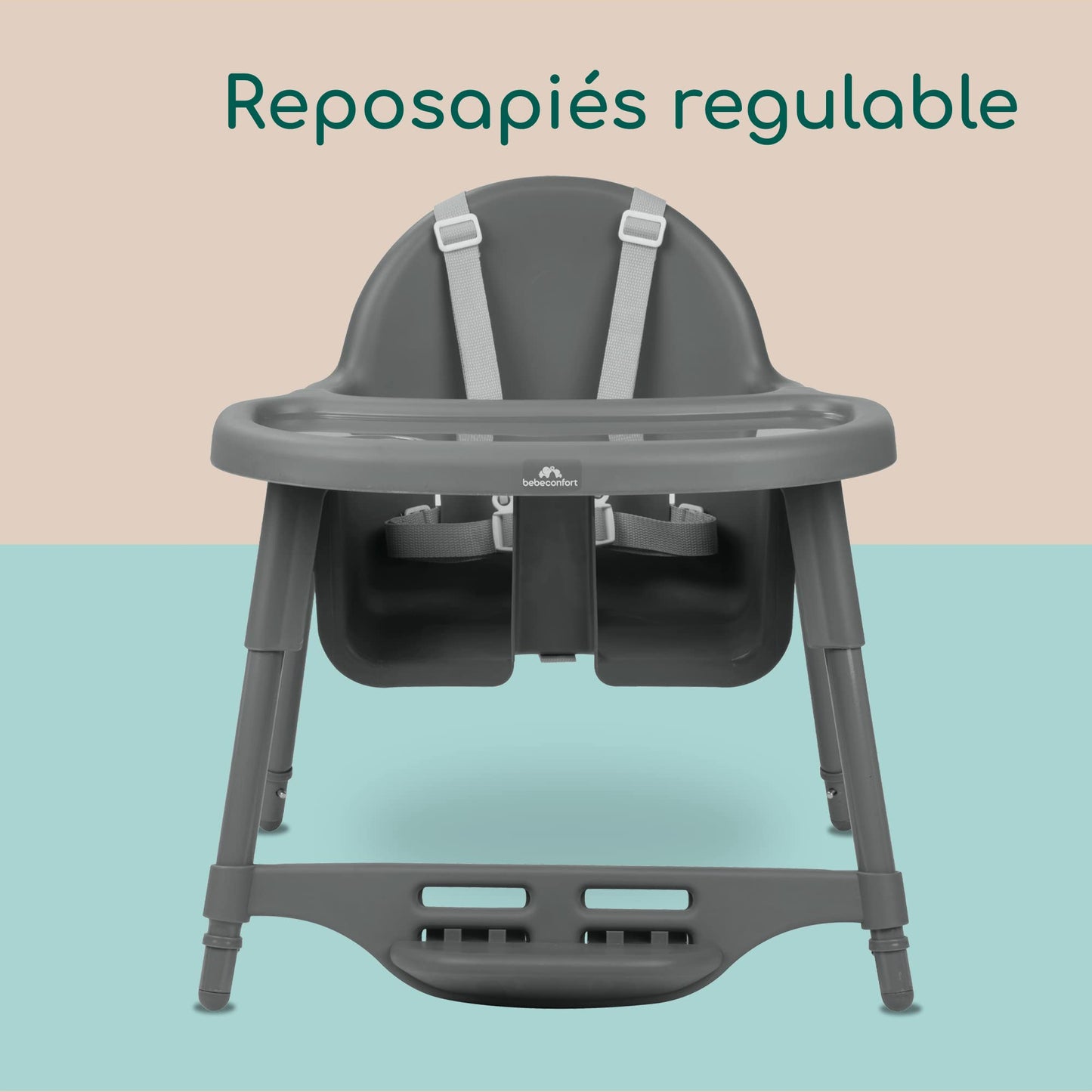 Bebeconfort Meely Trona 2 en 1 Convertible en Silla, Ligera (3,3 kg), con Arnés de 5 Puntos, Dark Grey