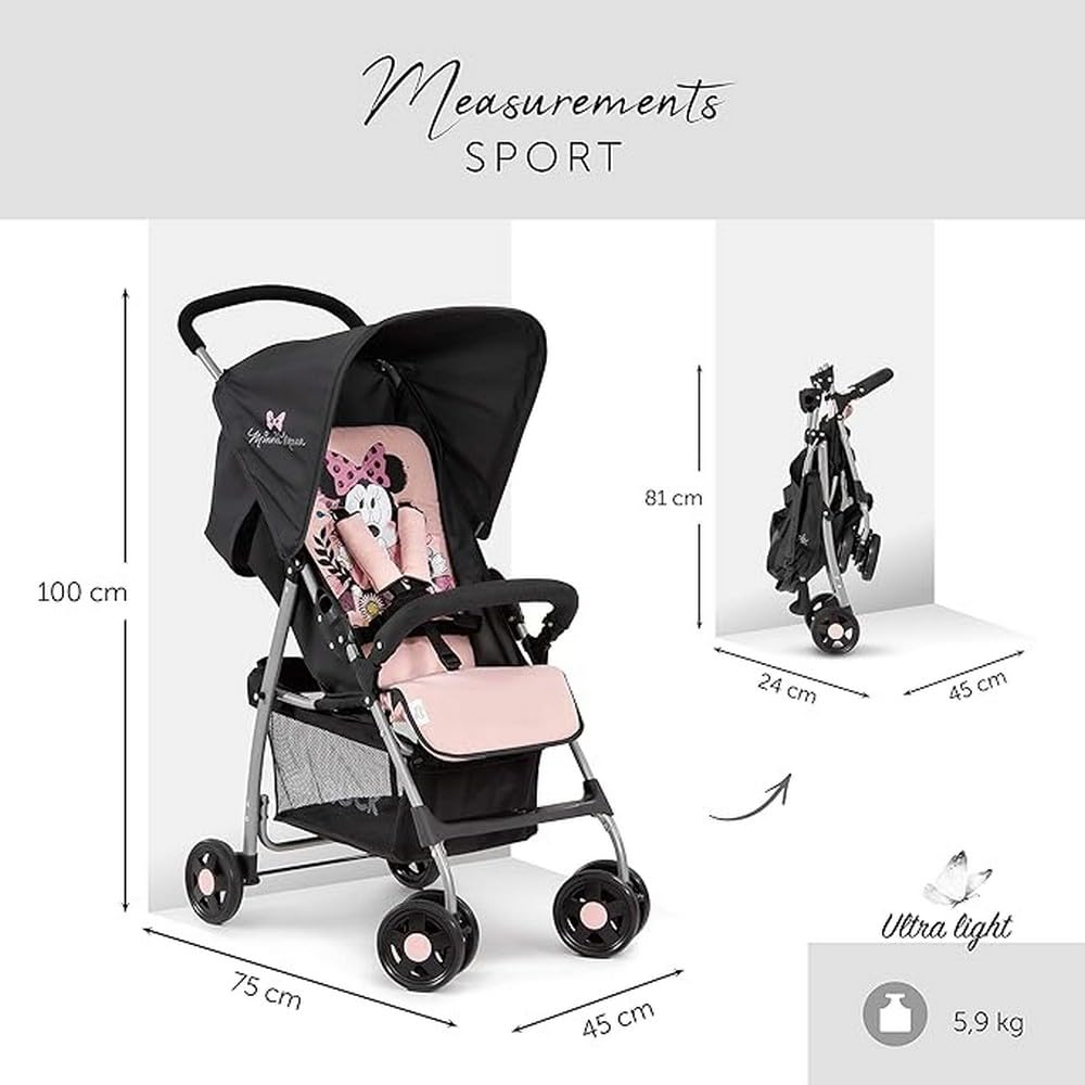 hauck Sport Silla de Paseo Ligera Disney Minnie Mouse, Reclinable desde Nacimiento (hasta 15 kg), Plegable, Rosa