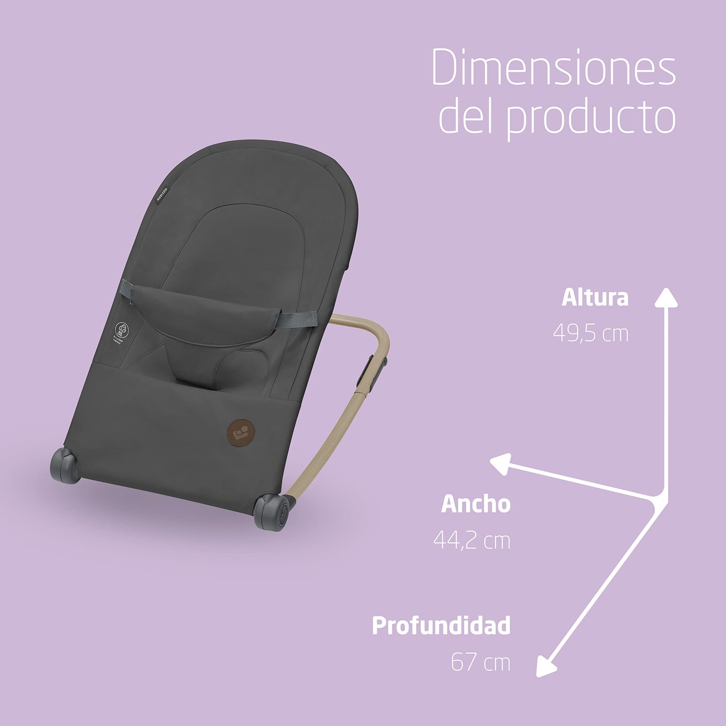 Maxi-Cosi Loa Mecedora Portátil para Bebé, Ligera y con Plegado Ultracompacto, con 2 Reclinaciones, Tejidos 100% Reciclados, Beyond Graphite