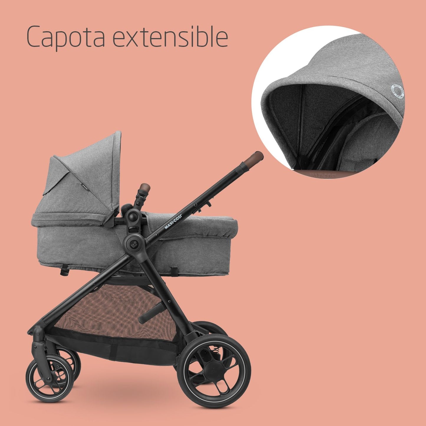 Maxi-Cosi Zelia S Trio Cochecito 3 en 1, Plegable y Compacto, con Silla de Coche CabrioFix S i-Size, de 0 a 4 Años, Gris