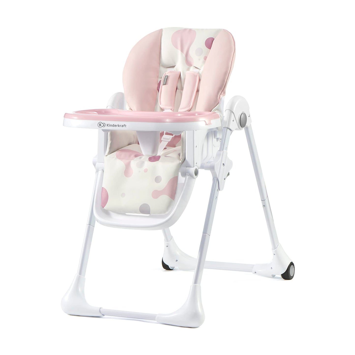inderkraft YUMMY Trona Bebé Portátil, Plegable y Reclinable (7 Niveles), con Reposapiés y Bandeja Ajustables, hasta 3 Años, Rosa