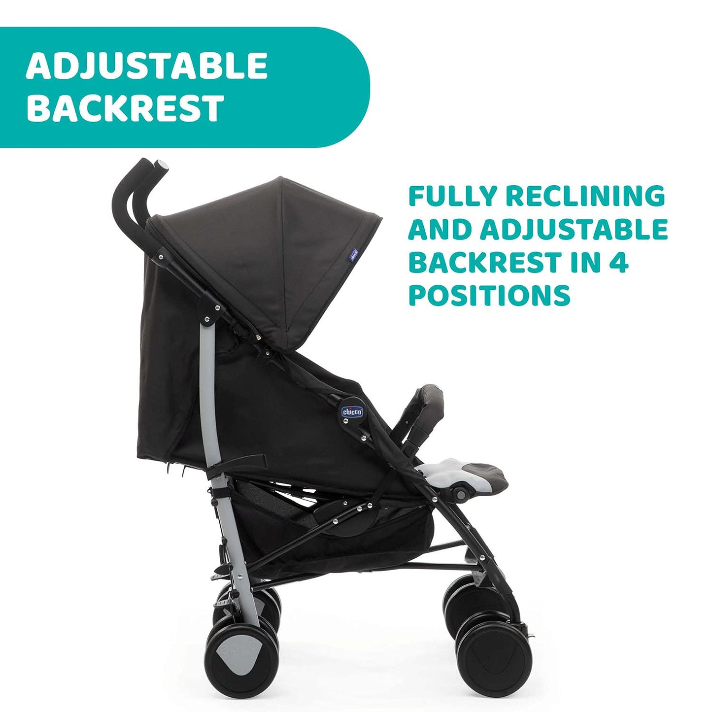 Chicco Echo Cochecito Ligero y Plegable, con Reclinación Total desde Nacimiento hasta 22 kg, Piedra